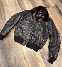 Vintage Full Schott nyc 184sm leather flight jacket 44 brown bomber Jacket picture