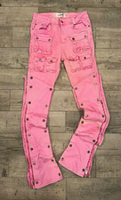 GUAPI Premium Pink Cargo Jeans Slim Fit Stretch Pockets Size 32 picture