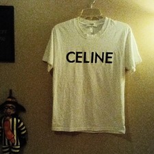 CELINE Logo Graphic White Cotton Jersey Tee Shirt Men’s M Crew Neck Short Sleeve picture
