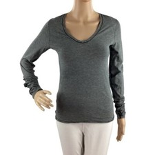 Lululemon Circadian V Neck Long Sleeve Shirt Mini Stripe Gray Black picture