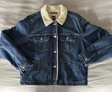 GAP Vintage Sherpa Dark Reed Denim Jacket Women’s L NWT picture