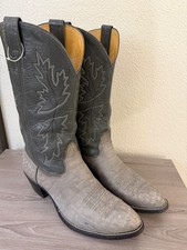 Vintage Nocona Gray Bullhide Leather Cowboy Boots USA Made picture