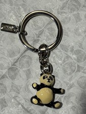Rare & Collectible Vintage COACH 3D BLK/W Enamel Panda Bear Keychain Bag Key Fob picture