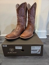 New Ariat square toe, light weight, rubber sole, mesa brown cowgirl boots, size picture