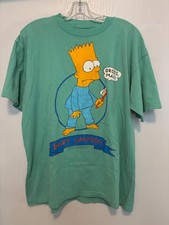 VTG Bart Simpson T Shirt 1990 Original L RARE Light Blue Single Stitch GROSS MAN picture