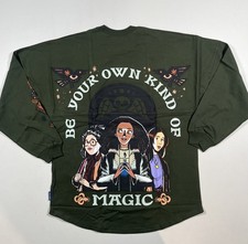 Disney Spirit Jersey Shirt Womens M Green Crew Neck Long Sleeve Hocus Pocus Top picture