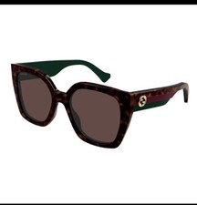 AUTHENTIC GUCCI GG1300S 002 Havana Black Green Red Stripe Sunglasses 55 NEW picture