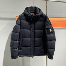 Moncler Men’s M Black Hooded Puffer Jacket Polyamide Full Zip Logo Patch picture