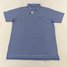 B. Draddy Tommy Polo Shirt Mens Large Blue Stripe Golf UPF 50+ Stretch picture
