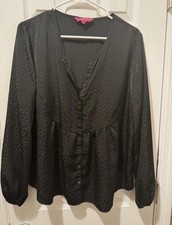 Lilly Pulitzer Hensley Black Leopard-Print Blouse w/ Buttons Size M picture