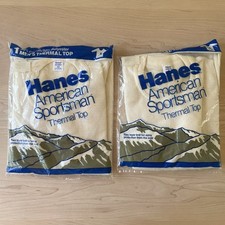 2pk Hanes American Sportsman Thermal Top ~ Vintage 1987 ~ White Underwear Small picture