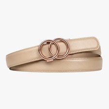 NEW Bella Belts Modern Belt - Beige & Rose Gold Tone Customizable Size picture