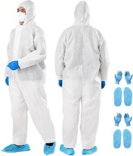 2 Sets Disposable Protective Coverall Hazmat Suit Hood Glove Shoe Cover picture