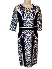 Classiques Entier Women's Nina Print Ponte Knit 3/4 Sleeve Sheath Dress Size 2 picture