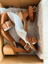 Steve Madden Mindi Heel Sandals Size 7.5 Cognac Leather picture