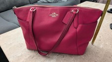 Authentic Coach Ava II Pebbled Leather Zip-Top Tote Bag- Pink Ruby picture