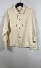 Vuori Women's Off-White Cream Knit Trucker Button Up Shirt Jacket NWT M picture