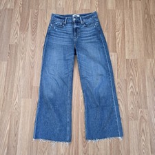 PAIGE Anessa Wide Leg Jeans in Rock Show Distressed Size 26 Raw Hem picture