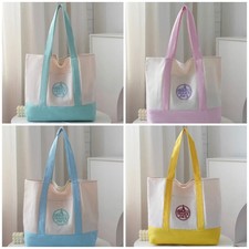 Trader Joe's Canvas Tote Shopping Bag US|LARGE | Green BLUE Pink Yellow New FS picture