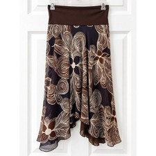 Trina Turk Brown and Cream Asymmetrical Floral Skirt vintage picture
