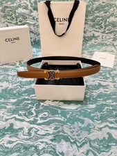 Celine Brown-Black Reversible Women's Genuine Leather Belt, Size 80 picture