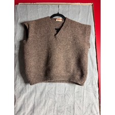 Vintage Marjon Knitwear Wool Sweater Vest Brown V-Neck New Zealand Made Size 48 picture