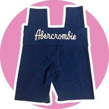 Y2K Abercrombie & Fitch Fold-over Yoga Pants Small Navy Spell-out Vintage - EUC picture