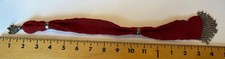 Authentic Antique Victorian Miser Purse Red Silk Crochet Cut Steel Beads 14
