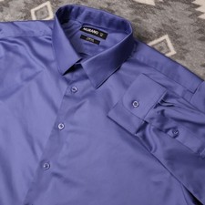 Murano Mens Purple Stretch Long Sleeve Button Down Dress Shirt 17.5 35 picture