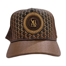 Cuadra Men's Brown Woven Circle Logo Patch Trucker Cap CP010 picture