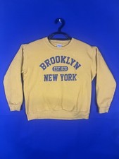 Vintage Brooklyn New York Wali Sweatshirt Men’s Medium Yellow Navy Made In USA picture