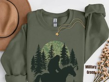 Bigfoot Unicorn Sweatshirt Cute Fantasy Mythical Creature Graphic Top picture
