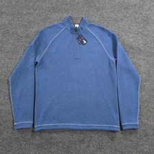Johnnie O Sweater Mens Medium Blue Turner 1/4 Zip Reversible Mock Neck Pullover picture