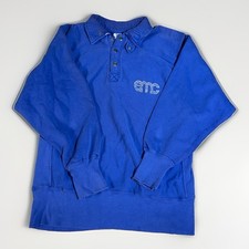 vtg champion reverse weave distressed EMC large 80s blue collar polo snap picture