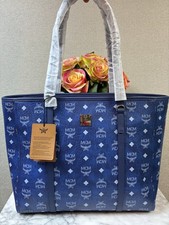 MCM Medium Blue Diamond Visetos Toni Shopper Tote Bag - NWT Retail $750 picture