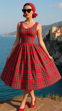 1950s Vintage Retro Rockabilly dress  Royal Stewart Tartan sizes 14-26 picture