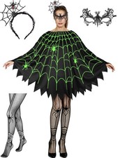 Wuclad 4 PCS Halloween Costumes for Women,Glow in Dark Spider Web Costume picture
