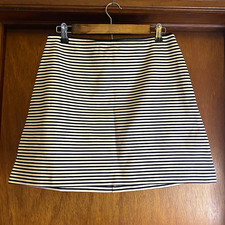 Everlane The Dream Mini Skirt Large Black White Striped A-Line NWT picture