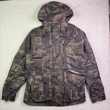 VTG Volcom Jacket Mens Large Y2K AOP Full Zip Gorpcore Hooded Nimbus Coat picture