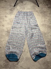 Giorgio Armani Women's Blue Solid Wide-Leg Pull-On Pants Elastic Waist Pockets picture