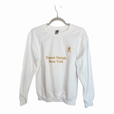 Sweet Rehab New York White Gold Bee Embroidered Crewneck Sweatshirt Small picture
