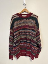 Vintage 90s John Ashford 3D Knit Coogi Style Hip Hop Sweater Size Large Biggie picture