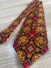 V2 BY VERSACE Black Red  Gold Baroque Print Silk Tie Made In Italy NWOT Luxury picture