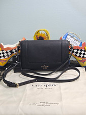 Kate Spade Lena Small Flap Crossbody Bag Black Leather KH784, NWT picture