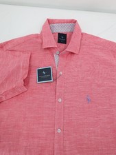 NWT Tailorbyrd Shirt Mens Medium Cotton Short Sleeve Button Up Stretch Pink picture
