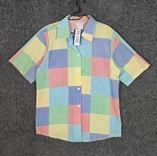 Vintage Blair Shirt Size Medium Multicolor Gingham Plaid Check Button Up NEW 90s picture