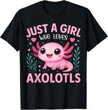 Just A Girl Who Loves Axolotls Axolotl Kawaii Graphic T-Shirt Women's Black picture