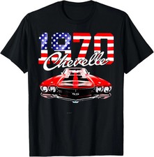 1970 70 Chevelle SS Trending Chevys Muscle Red White Car T-Shirt S-5XL picture