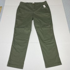 NWT Gap Women's 10 33x27 Olive Green Girlfriend Khaki Stretch Mid Rise Pants picture