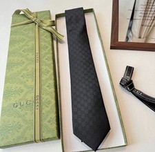 Gucci Mens GG Monogram Black Silk Tie (Without Packaging) picture